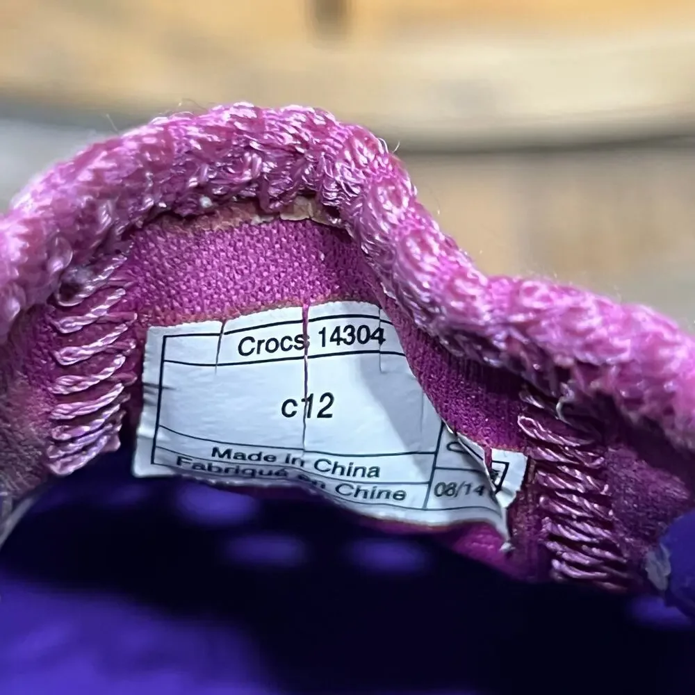 Crocs Micah II Purple Pink Perf Fabric Foam Rubber Sandals Little Girls Size 12